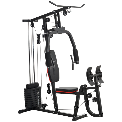 Soozier Home Gym Machine, Weights Machine Multi Gym Lat Pulldown and Leg Workout Equipment, with 99lbs Weight Stack, for Full Body Workout