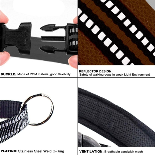 Harnais noir moyen sans poignée pour animal de compagnie avec courroies réfléchissantes