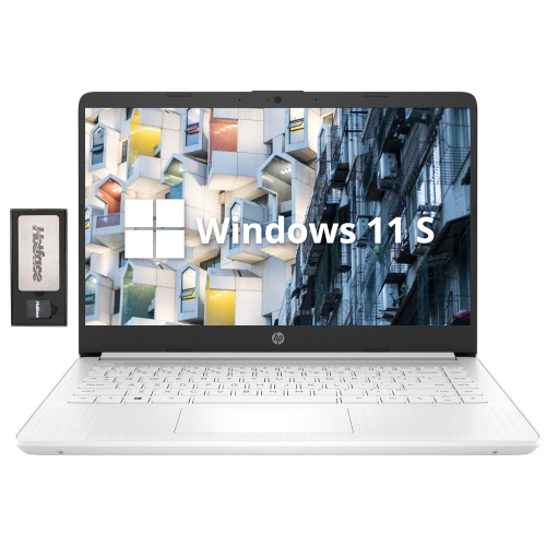 HP Stream 14'' HD Laptop, Intel Celeron N4120 Dual-core Processor, 64GB eMMC, 8GB DDR4 RAM, 1 Year Office 365, Webcam, HDMI, Windows 11S, White,