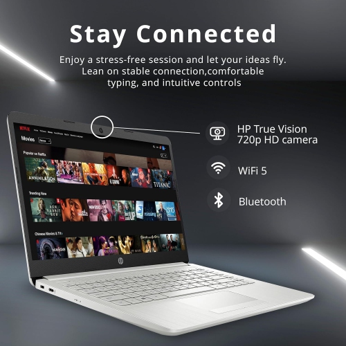 HP Premium 14" Stream HD Laptop, Intel Celeron N4120, 64GB eMMC, 8GB RAM, Webcam, Intel UHD Graphics, Bluetooth, WiFi, 1 Year Office 365, Win 11s,