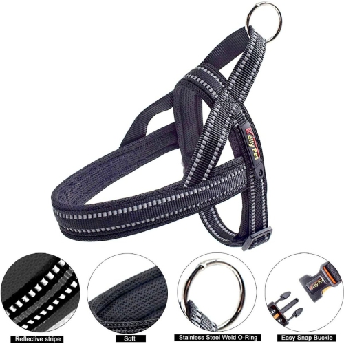 Harnais pour animal de compagnie sans poignée avec courroies réfléchissantes, grand format