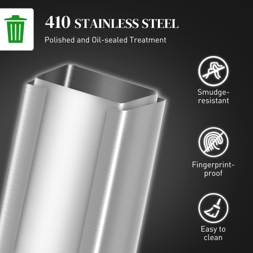 HOMCOM 5.3 Gallon/20 L Garbage Can, Fingerprint-proof Stainless Steel Kitchen Trash Can with Soft-close Lid and Foot Pedal, Slim Garbage Bin for