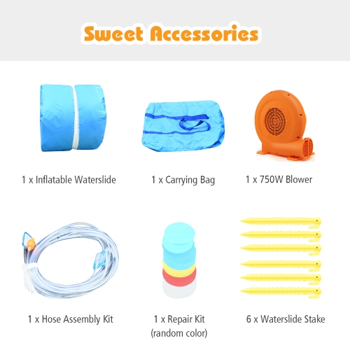 Costway Inflatable Water Slide Kids Bounce House Castle Splash Water Pool with 680W Blower