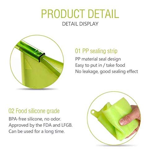 Silicone Food Storage Airtight Bag Silicone Reusable Storage Container Preservation Leakproof Ziplock Bag for Food, Snack,Vegetable,Meat for Fridge