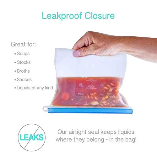 Silicone Food Storage Airtight Bag Silicone Reusable Storage Container Preservation Leakproof Ziplock Bag for Food, Snack,Vegetable,Meat for Fridge