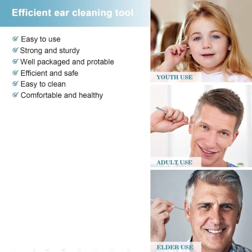 Ear Wax Cleaner Reusable Ear Cleaning Tools Kit with Aluminum Tube - Ear Pick Wax Remover Tool Kit with Ear Curette Cleaner and Spring Ear Buds