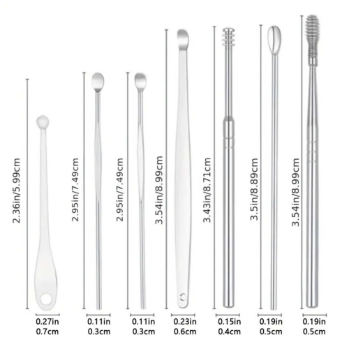 Ear Wax Cleaner Reusable Ear Cleaning Tools Kit with Aluminum Tube - Ear Pick Wax Remover Tool Kit with Ear Curette Cleaner and Spring Ear Buds
