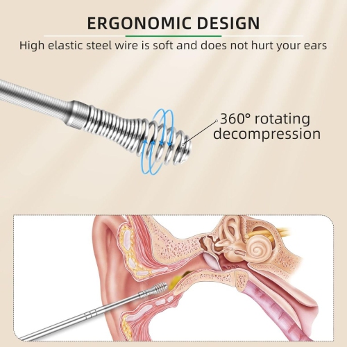 Ear Wax Cleaner Reusable Ear Cleaning Tools Kit with Aluminum Tube - Ear Pick Wax Remover Tool Kit with Ear Curette Cleaner and Spring Ear Buds