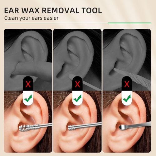 Ear Wax Cleaner Reusable Ear Cleaning Tools Kit with Aluminum Tube - Ear Pick Wax Remover Tool Kit with Ear Curette Cleaner and Spring Ear Buds