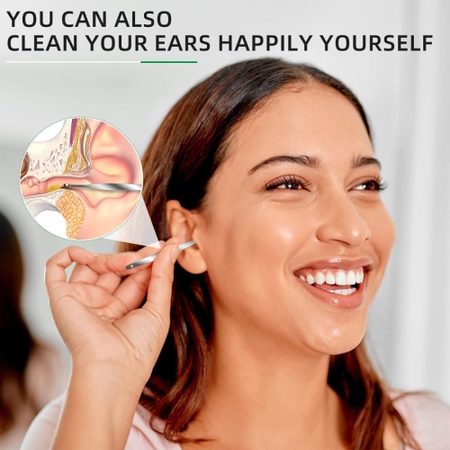 Ear Wax Cleaner Reusable Ear Cleaning Tools Kit with Aluminum Tube - Ear Pick Wax Remover Tool Kit with Ear Curette Cleaner and Spring Ear Buds