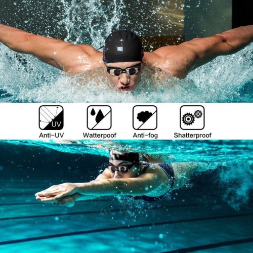 Lunettes de natation pour hommes et femmes avec lunettes à courroie ajustable pour la natation, lunettes de natation Air Tight pour adultes - Noir