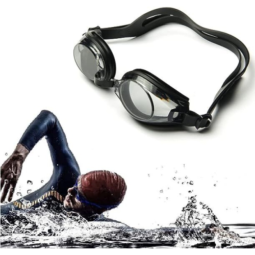 Lunettes de natation pour hommes et femmes avec lunettes à courroie ajustable pour la natation, lunettes de natation Air Tight pour adultes - Noir