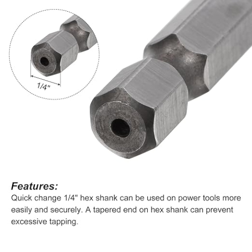 High-Speed Steel 6-Piece Combination Drill Tap Set – Hexagonal Shank, Wide Spiral Groove, Multi-Material Compatibility