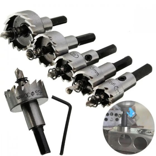 Image 1 of 6.. 5-Piece High-Speed Saw Cutter Steel Drill Bit Set – Precision Hole Cutting, Versatile, and Durable