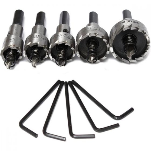 Jeu de 5 forets en acier pour coupe-trous haute vitesse – coupe-trous de précision, polyvalent et durable