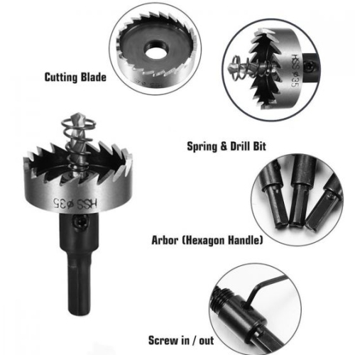 Jeu de 5 forets en acier pour coupe-trous haute vitesse – coupe-trous de précision, polyvalent et durable