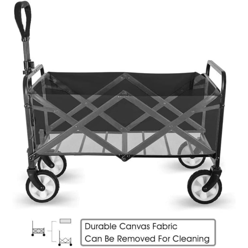 Folding Wagons Cart Rolling Trolly, Beach Cart Large Capacity, Heavy Duty Folding Wagon Portable, Collapsible Wagon for Sports, Shopping, Camping