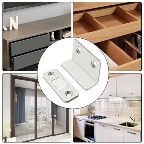 Magnetic Door Stopper – No-Gap Magnetic Cabinet Catch with Adhesive for Easy Installation, Durable Stainless Steel