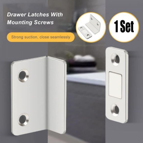 Magnetic Door Stopper – No-Gap Magnetic Cabinet Catch with Adhesive for Easy Installation, Durable Stainless Steel