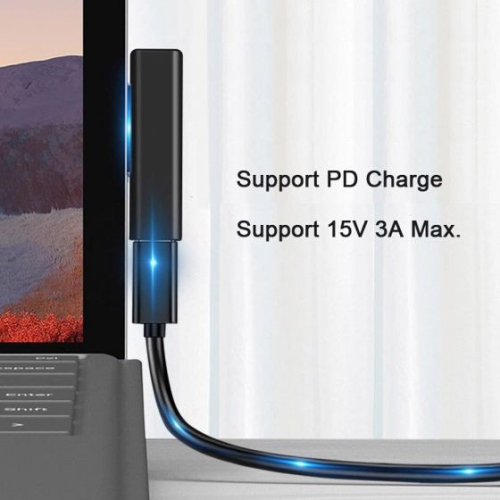 Type-C PD Fast Charging Plug Converter – 45W+ for Microsoft Surface Pro 3/4/5/6/7, USB-C to Surface Charger Adapter