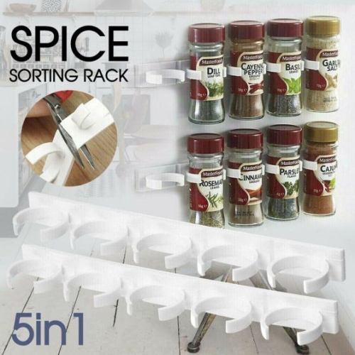 4-Pack Spice Gripper Clip Strips – Easy Wall-Mounted Spice Jar Organizers, Space-Saving Plastic Clips