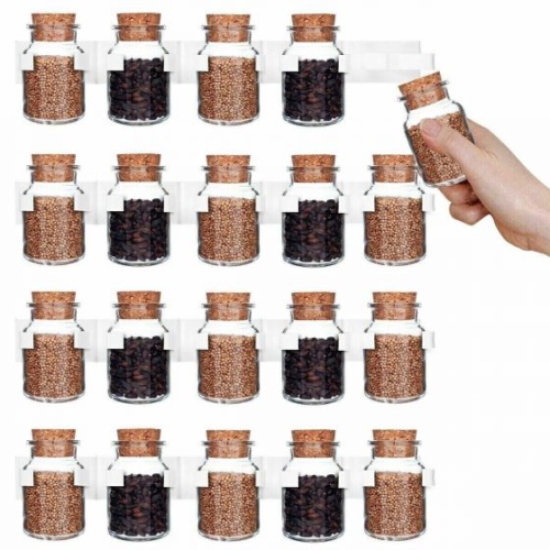 4-Pack Spice Gripper Clip Strips – Easy Wall-Mounted Spice Jar Organizers, Space-Saving Plastic Clips