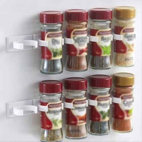 4-Pack Spice Gripper Clip Strips – Easy Wall-Mounted Spice Jar Organizers, Space-Saving Plastic Clips