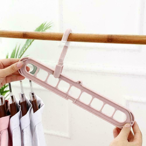 Wardrobe Space Saver Folding Hangers,1 Pack Anti-Skid Plastic Magic Clothes Hanger, 360º Swivel Hook, 9-Holes Design Closet Organiser Hanger