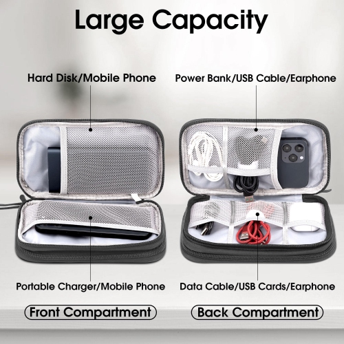 Organisateur électronique, organisateur de câbles Travel Essentials, pochette étanche portative à deux couches, étui de rangement pour câbles,