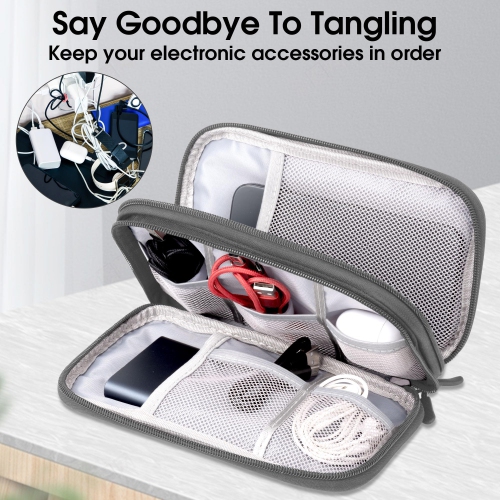 Organisateur électronique, organisateur de câbles Travel Essentials, pochette étanche portative à deux couches, étui de rangement pour câbles,