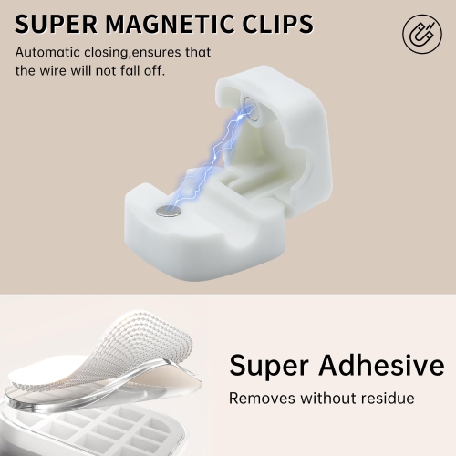 Magnetic Cord Organizer,Magnetic Cable Clips Cable Smooth Adjustable Cord Holder,Under Desk Cable Management,Adhesive Wire HolderOrganizer for Home