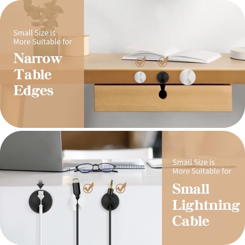 Black Cable Clips 9 PCS, Cord Holders Cable Organizer, Cable Management Clips Adhesive Wire Clips