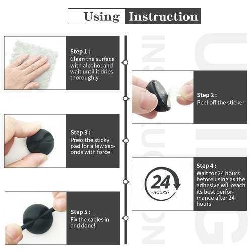 Black Cable Clips 9 PCS, Cord Holders Cable Organizer, Cable Management Clips Adhesive Wire Clips