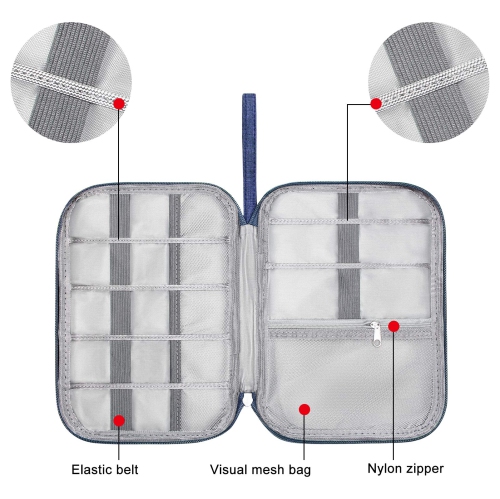 Travel Electronics Organizer Sac de rangement de câble portatif pour rangement Accessoires électroniques Étui pour cordon, téléphone, chargeur, clé