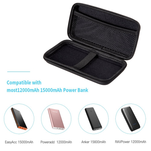 Travel Case-Electronics Cable Organizer,Hard EVA Carrying Case Tool Case, Protective Power Bank Case Storage Bag Dual Zipper Pouch for External