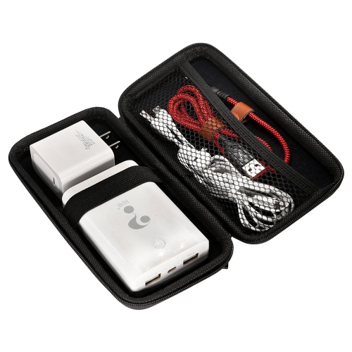 Travel Case-Electronics Cable Organizer,Hard EVA Carrying Case Tool Case, Protective Power Bank Case Storage Bag Dual Zipper Pouch for External