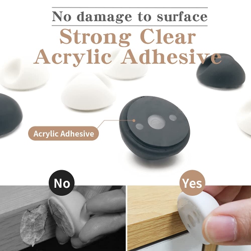 Cable Clips, Phone Cord Holders, Cord Organizer Wire Clips, Cord Holder for Desk, Nightstand, Car and Office, White 9 PCS