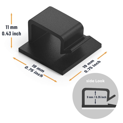 Cable Clips with Strong Self-Adhesive, Shape Cable Management TV PC Wire Holder Sticky Tidy and Organizer Cord and Wire - 20 Pcs