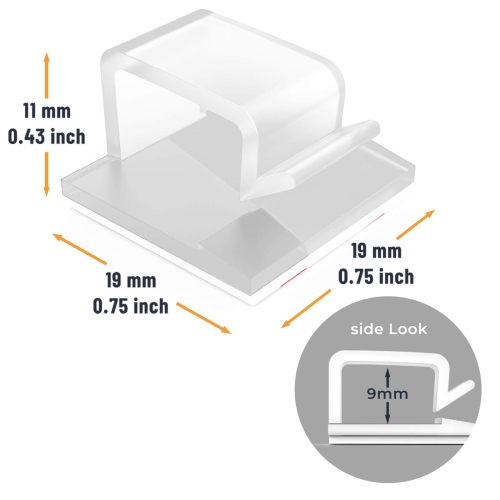 Cable Clips with Strong Self-Adhesive, Shape Cable Management TV PC Wire Holder Sticky Tidy and Organizer Cord and Wire - 40 Pcs