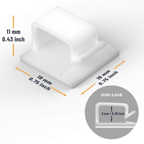 Cable Clips with Strong Self-Adhesive, Shape Cable Management TV PC Wire Holder Sticky Tidy and Organizer Cord and Wire - 20 Pcs