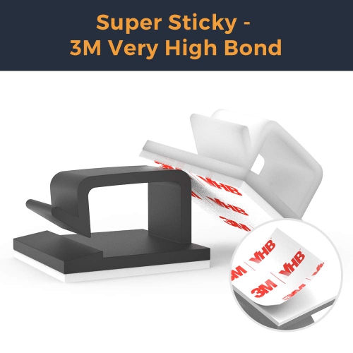 Cable Clips with Strong Self-Adhesive, Shape Cable Management TV PC Wire Holder Sticky Tidy and Organizer Cord and Wire - 20 Pcs
