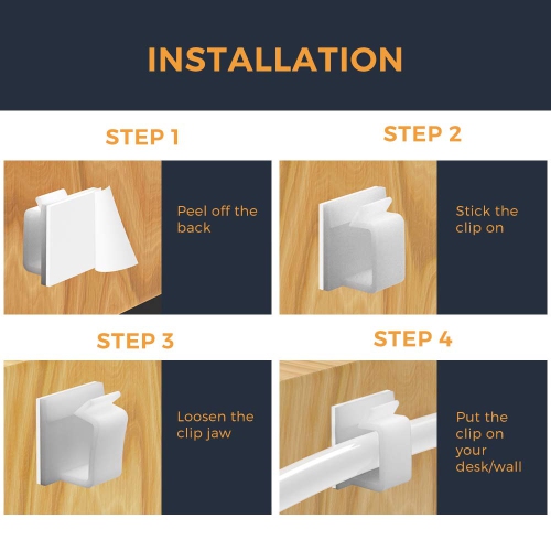 Cable Clips with Strong Self-Adhesive, Shape Cable Management TV PC Wire Holder Sticky Tidy and Organizer Cord and Wire - 20 Pcs