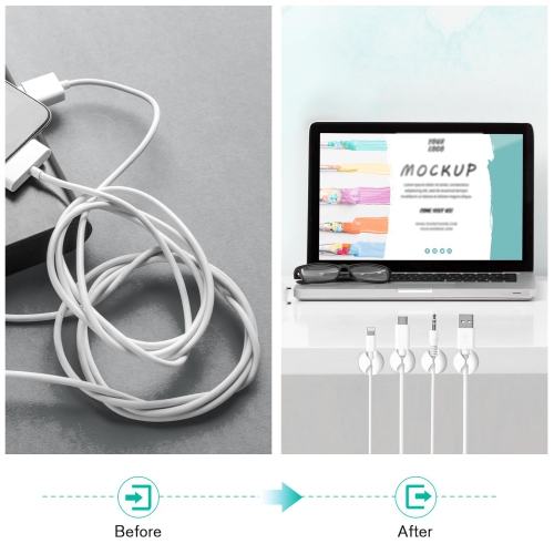 12 Pack Cable Clips, Wire Organizer Holder Adhesive Cord Management Charger Wire Holder Clips for Desk, Home, Office, Car, Cubicle, Nightstand - White