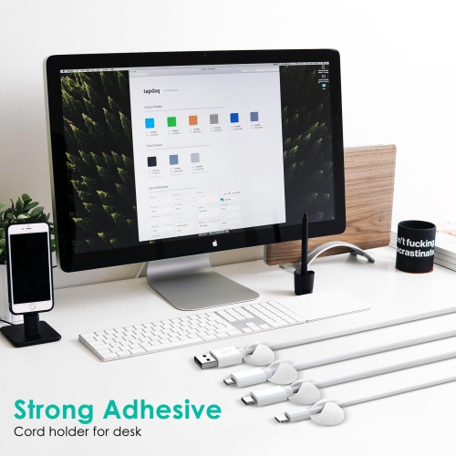 12 Pack Cable Clips, Wire Organizer Holder Adhesive Cord Management Charger Wire Holder Clips for Desk, Home, Office, Car, Cubicle, Nightstand - White
