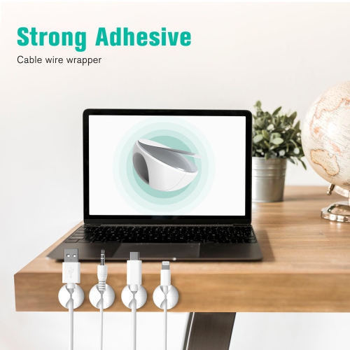 12 Pack Cable Clips, Wire Organizer Holder Adhesive Cord Management Charger Wire Holder Clips for Desk, Home, Office, Car, Cubicle, Nightstand - White