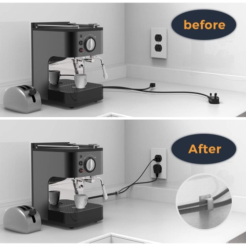 Cable Clips with Strong Self-Adhesive, Shape Cable Management TV PC Wire Holder Sticky Tidy and Organizer Cord and Wire - 20 Pcs