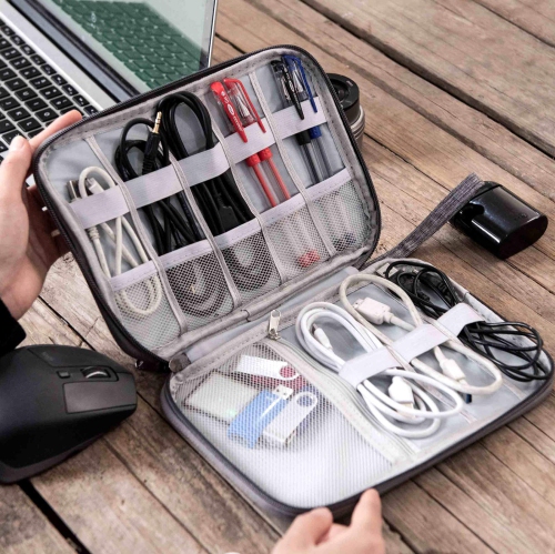 Travel Electronics Organizer Sac de rangement de câble portatif pour rangement Accessoires électroniques Étui pour cordon, téléphone, chargeur, clé