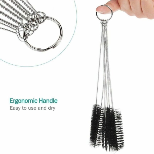 10-Piece Straw Cleaning Brush Set – Food-Grade Nylon Bristles, Stainless Steel Handle, Spiral Design for Thorough Cleaning