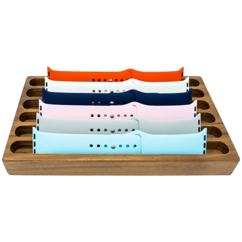 HLD Wooden Watch Band Organizer - Works With All Apple Watch Bands - Watch Band Holder - Wooden Watch Stand Display (Walnut)