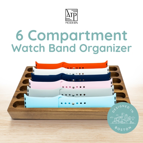 Wooden Watch Band Organizer - Works with All Apple Watch Bands - Watch Band Holder - Wooden Watch Stand Display
